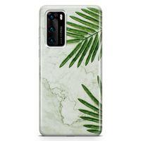 Huawei P40 Kılıf Mermer Çiçeği Arka Kapak Koruma Desenli Full Koruyucu