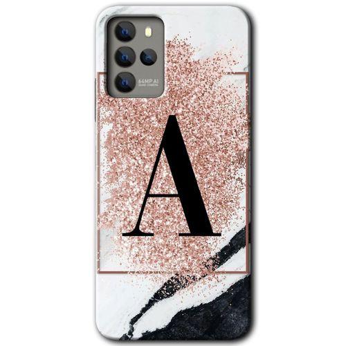 Omix X700 Kılıf HD Desen Baskılı Arka Kapak - Pembe Mermer Desenli A Harfi