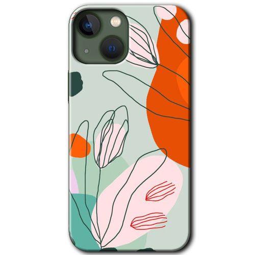 iPhone 13 Mini HD Baskılı Kılıf + 9D Tam Ekran Koruyucu - Vektör Çiçekler