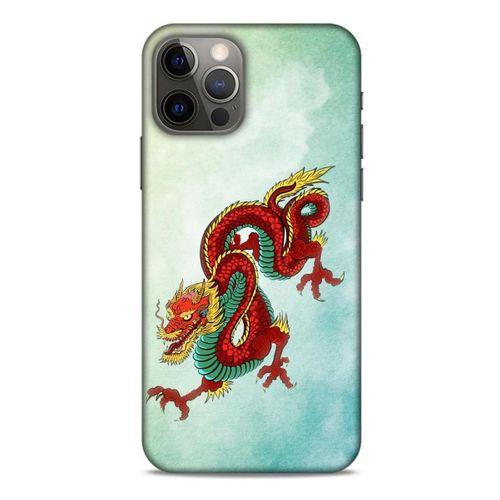 Apple iPhone 12 Pro Kılıf Dragons (25) Antişok Kapak Tatoo Sarı Kırmızı Ejderha