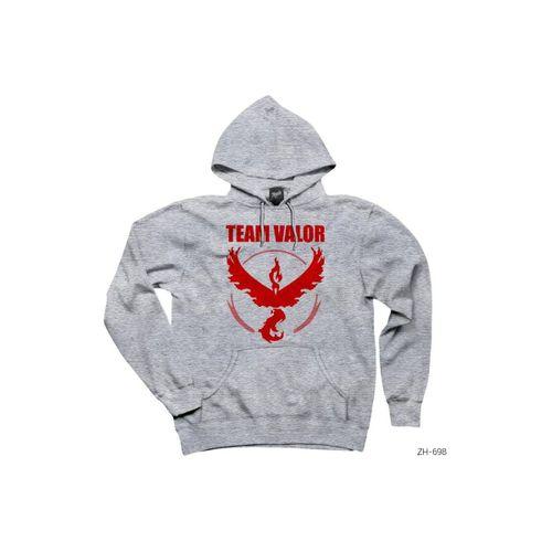 Pokemon Team Valor Logo 2 Gri Kapşonlu Sweatshirt Hoodie