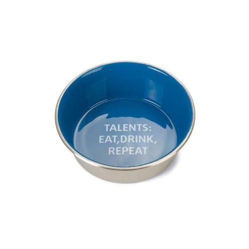 Beeztees Köpek Mama Su Kabı, Paslanmaz Çelik, İçi Mavi, 16cm, 940ml