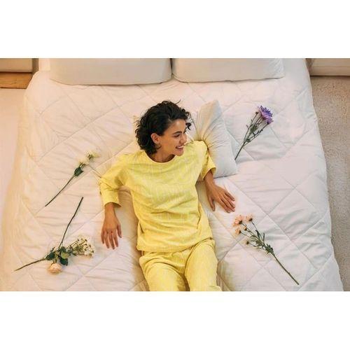 Kadın Oversize Sarı Desenli Pamuklu Kalın Pijama Takımı
