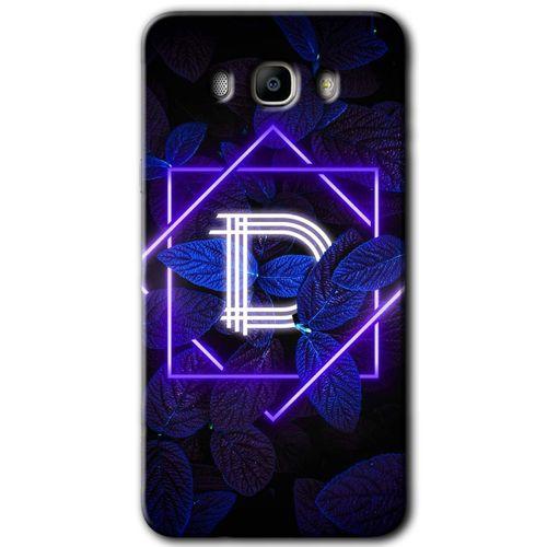 Potkal Hediye Fabrikası Samsung Galaxy J7 2016 HD Baskılı Kılıf + 9D Tam Ekran Koruyucu - Dark Neon Yaprak D Harfi