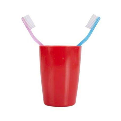 2 Adet Diş Fırçalık Ve  Macun Kabi Kırmızı Melamin 8X8X11Cm 400Ml Banyo Seti