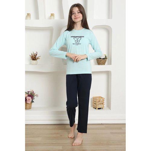 Kız Çocuk Penye Pijama Takım Su Yeşili