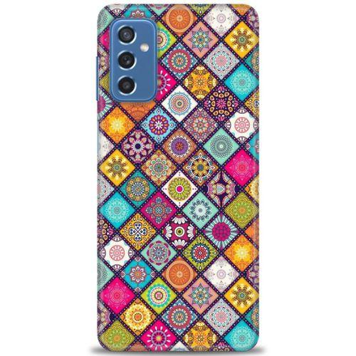 Samsung Galaxy M52 5G Kılıf HD Baskılı Kılıf - Renkli Mozaik + Tam Ekran Koruyucu