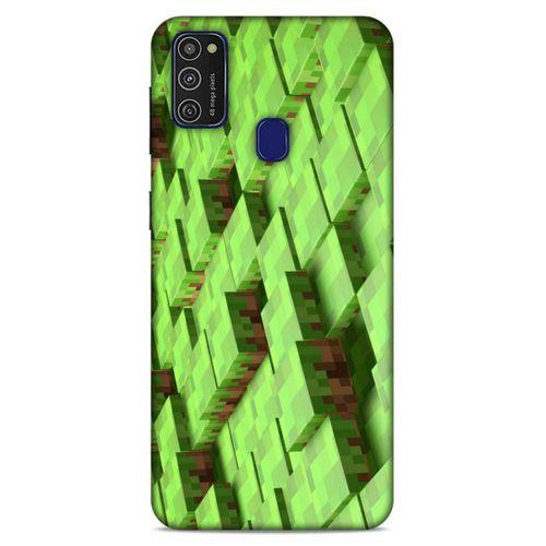 Lopard Samsung Galaxy M21 Uyumlu Kılıf PiXel (4) Koruma Kılıfı Koyu Yeşil