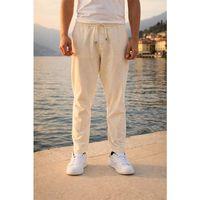 Meridian Kumaş Relaxed Fit %100 Pamuklu Jogger Erkek Yazlık Eşofman Altı Pantolon - Ekru