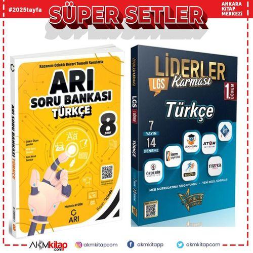 Arı 8.Sınıf Türkçe Soru Bankası ve Liderler 1.Dönem 7 Yayın 14 Deneme Seti 2 Kitap