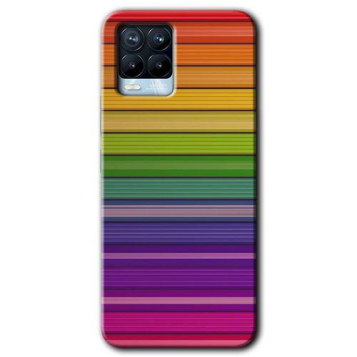 Realme 8 Kılıf Baskılı Kapak - Colorful Lines +Tam Kaplayan Mat Seramik