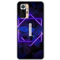 Xiaomi Redmi Note 10 Pro HD Baskılı Kılıf + 9D Tam Ekran Koruyucu - Dark Neon Yaprak İ Harfi