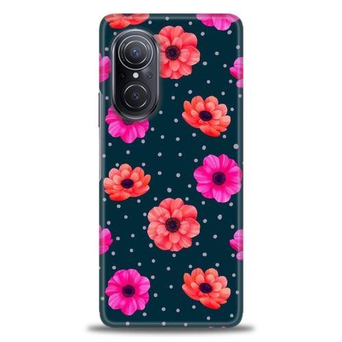 Huawei Nova 9 SE Kılıf HD Baskılı Kılıf - Puantiye ve Çiçekler + Tam Ekran Koruyucu
