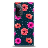 Huawei Nova 9 SE Kılıf HD Baskılı Kılıf - Puantiye ve Çiçekler + Tam Ekran Koruyucu