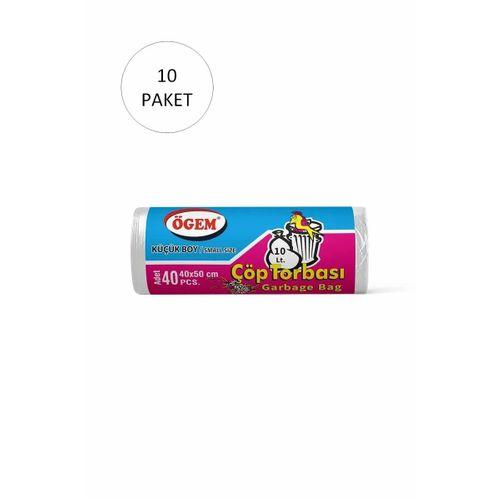 Küçük Boy Çöp Torbası 40 x 50 cm 40 Lı Rulo x 10 Paket = 400 Adet (Şeffaf)