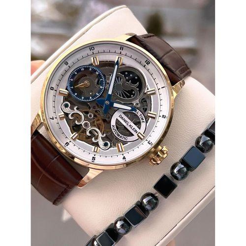 Daniel Klein Otomatik Erkek Kol Saati 30 Metre Suya Dayanıklı Deri Kordon + Bileklik Hediyeli VS.BLKT.0711