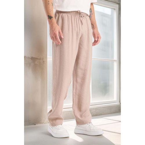 Modal Kumaş Rahat Kalıp Düz Paça Jogger Erkek Pantolon - Bej