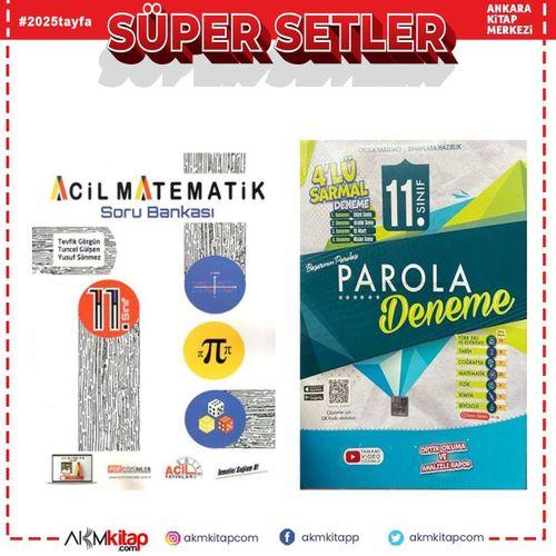 Acil 11.Sınıf Matematik Soru Bankası ve Evrensel 4 lü Deneme Seti 2 Kitap