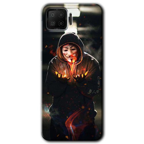 Oppo A73 Kılıf Baskılı Kapak - V for Fire + 5D Tam Kaplayan Cam
