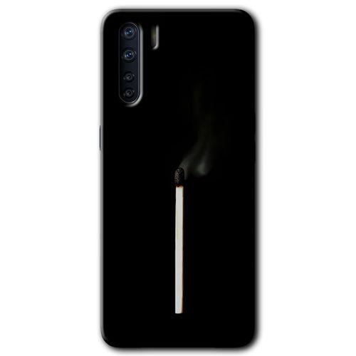 MRCİLETİSİM Oppo A91 Kılıf HD Desen Baskılı Arka Kapak + Temperli Cam - Sönmüş Kibrit