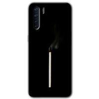 MRCİLETİSİM Oppo A91 Kılıf HD Desen Baskılı Arka Kapak + Temperli Cam - Sönmüş Kibrit