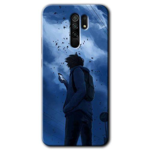 MRCİLETİSİM Xiaomi Redmi 9 Kılıf Baskılı Kapak - Sonbahar Yalnızlığı + 5D Tam Kaplayan Cam