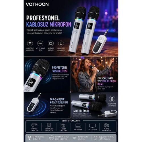 Kablosuz Karaoke Çift Mikrofon 6.5 Mm Sahne Parti Düğün Aktivite Amfi Hoparlör