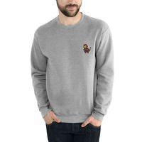 Pokemon Avengermon Pin bey Merise Baskılı Gri Erkek Sweatshirt