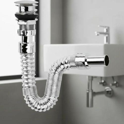 Krom Basmalı Sifon -körüklü Sifon Bas Stoplu Lavabo Mutfak Sifonu-paslanmaz