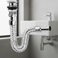 Krom Basmalı Sifon -körüklü Sifon Bas Stoplu Lavabo Mutfak Sifonu-paslanmaz