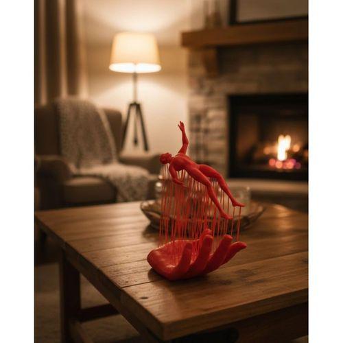 3d El Formlu İnsan Figürü Kırmızı Modern Soyut Dekoratif Biblo 12x18 Cm