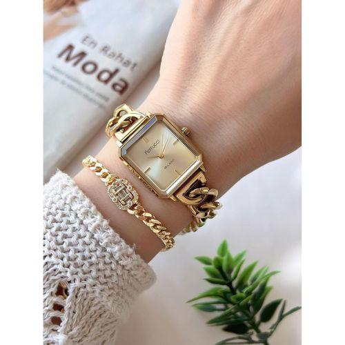 Ferrucci Kadın Kol Saati+Bileklik Özel Seri Çelik Kordon Kararma Renk Atma Yapmaz VS.BLKT.0739