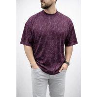 Erkek Premium Tişört OSY Yumuşak Dokulu Yıkamalı Oversize T-Shirt - Bordo