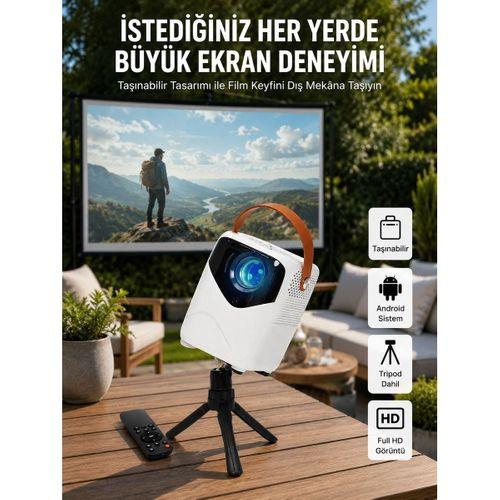 Hd Ayaklı Portatif Projeksiyon Cihazı Android İşlemcili Sinema Projektörü
