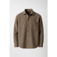 Frankel Kaşe Kumaş Tek Cepli Relaxed Fit Erkek Gömlek - Koyu Bej