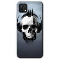 OPPO Oppo A15s Kılıf HD Desen Baskılı Arka Kapak + Temperli Cam - Müzik Kurukafa