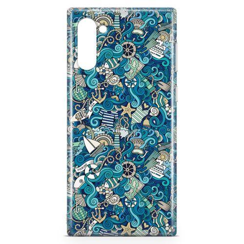 Samsung Galaxy Note 10 Kılıf Doodle Gemi Turları Arka Kapak Koruma Desenli Full Koruyucu