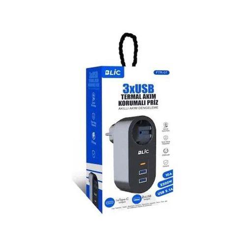 Ftr-07 2xusb 1xtypec Termal Akım Korumalı Isıya Dayanıklı Tekli Priz