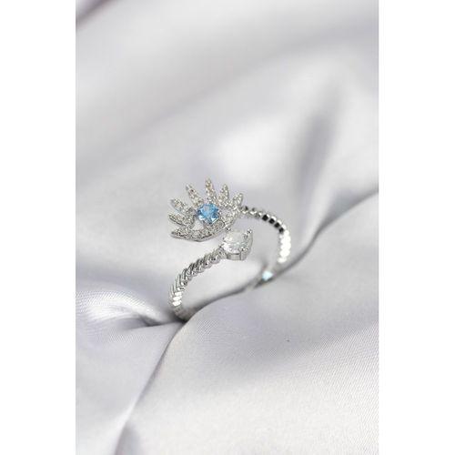 Gümüş Renk Göz Model Zirkon Taşlı Kadın Yüzük