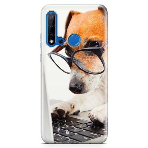 Huawei P20 Lite 2019 Kılıf Gözlüklü Terrier Arka Kapak Koruma Desenli Full Koruyucu