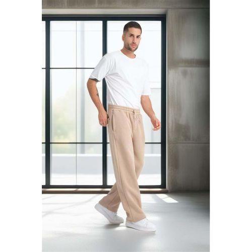 Baggy Kalıp 3 İplik Şardonlu Erkek Eşofman Altı - Bej