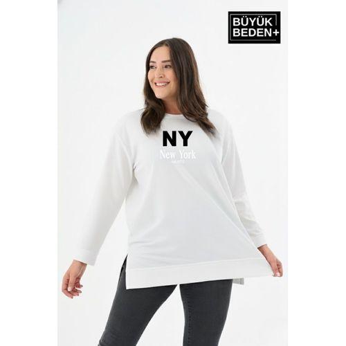 Kadın Tunik Büyük Beden NY NEWYORK Baskılı ince Sweatshırt SPR26BTK990-1