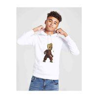 Groot Baskılı Unisex Çocuk Kapüşonlu Beyaz Sweatshirt