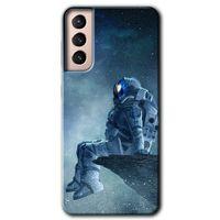 Samsung Galaxy S21 Plus HD Baskılı Kılıf + 9D Tam Ekran Koruyucu - Astronot Yalnızlığı