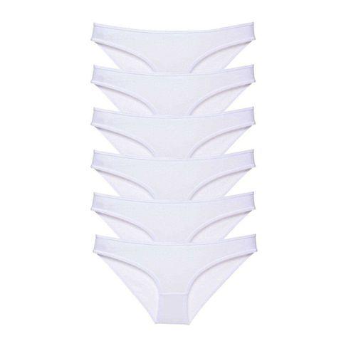6 adet Süper Eko Set Likralı Kadın Slip Külot Beyaz