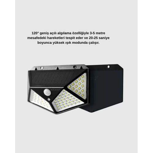 Güneş Enerjili 100 Led Dış Mekan Lamba – Hareket Sensörlü, 2200mah Bataryalı Solar Aydınlatma
