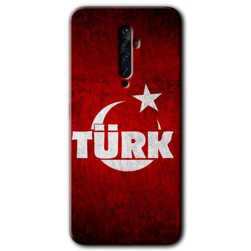 MRCİLETİSİM Oppo Reno 2z Kılıf HD Desen Baskılı Arka Kapak + Temperli Cam - Ayyıldız Türk