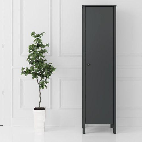 Venezia Tek Kapaklı Ahşap Ayaklı Çok Amaçlı Mutfak, Erzak Dolabı, Banyo Havlu Dolabı - Minifiks - Antrasit