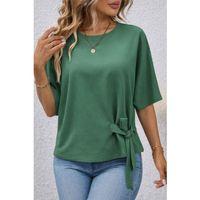 Kadın Kısa Kollu Bisiklet Yaka Yandan Bağcıklı Aerobin Bluz