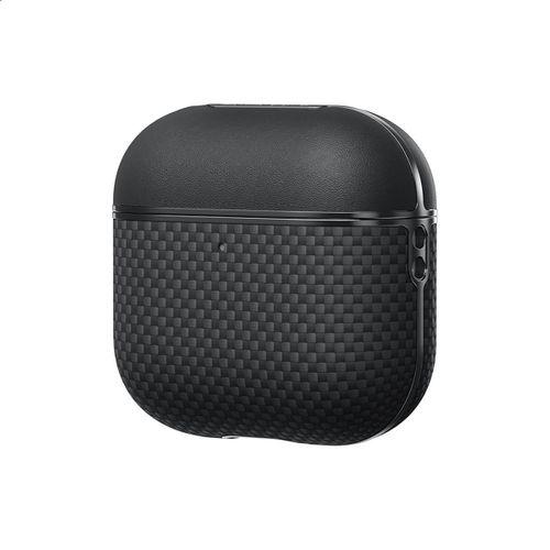 Apple Airpods Pro 2 Kılıf 1500D Aramid Fiber Pitaka Ultra-Slim Classic Serisi Black-Grey Twill Kapak